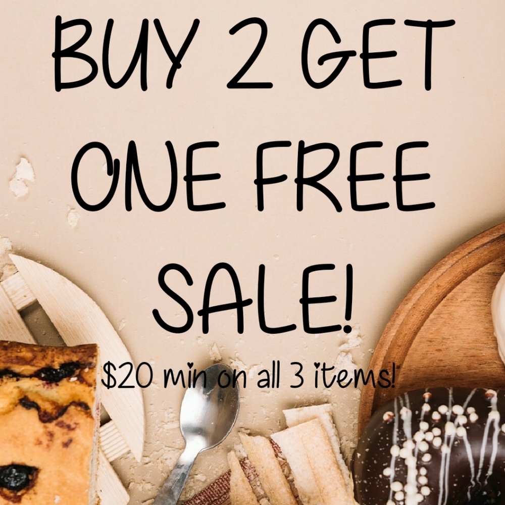 Buy 2 at $20 each get one $20+ item FREE